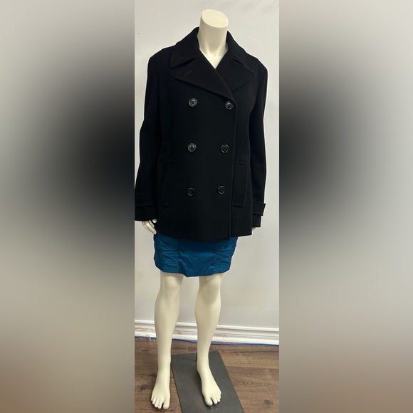 BRAETAN 100%WOOL PEA COAT DOUBLE BREASTED IN BLACK SIZE LARGE - Picture 5 of 12